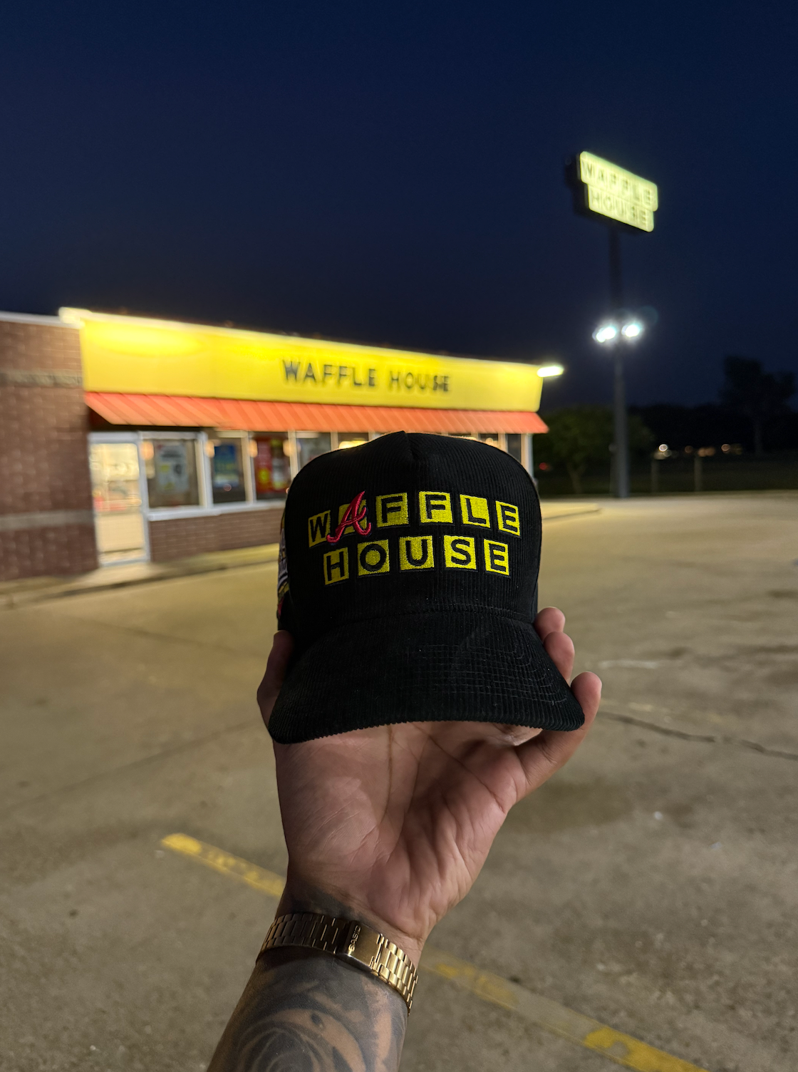Waffle House x ATL Corduroy Snapback (Green Underbrim)